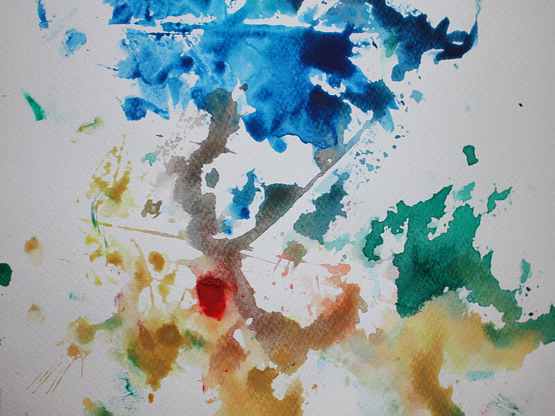 Aquarellfarbe auf Papier in der Jugendkunstschule im Kreativ-Haus